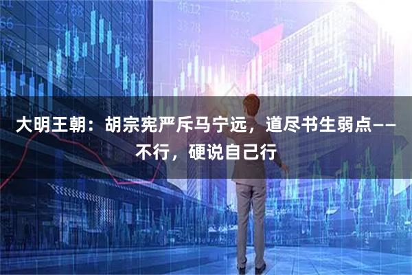 大明王朝：胡宗宪严斥马宁远，道尽书生弱点——不行，硬说自己行